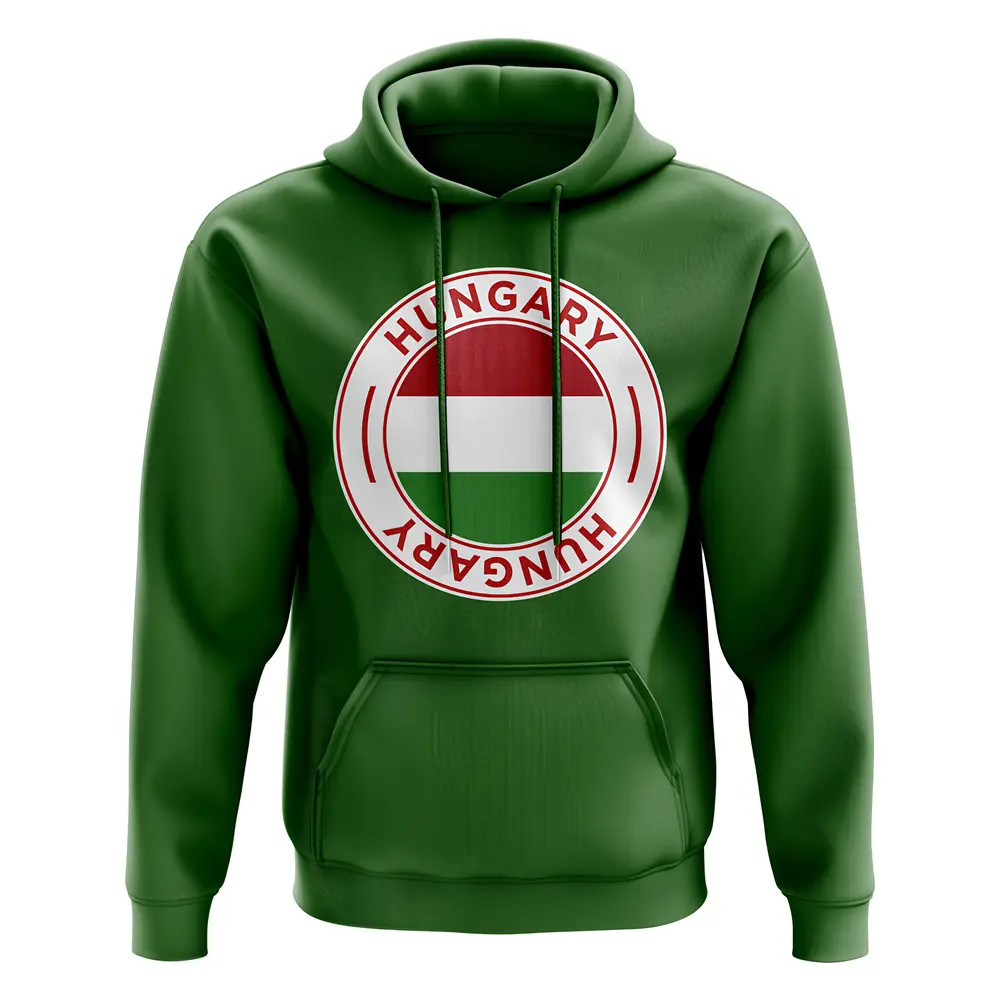 Hungary Football Badge Hoodie (Green) Polyester Uksoccershop Men's Green Medium