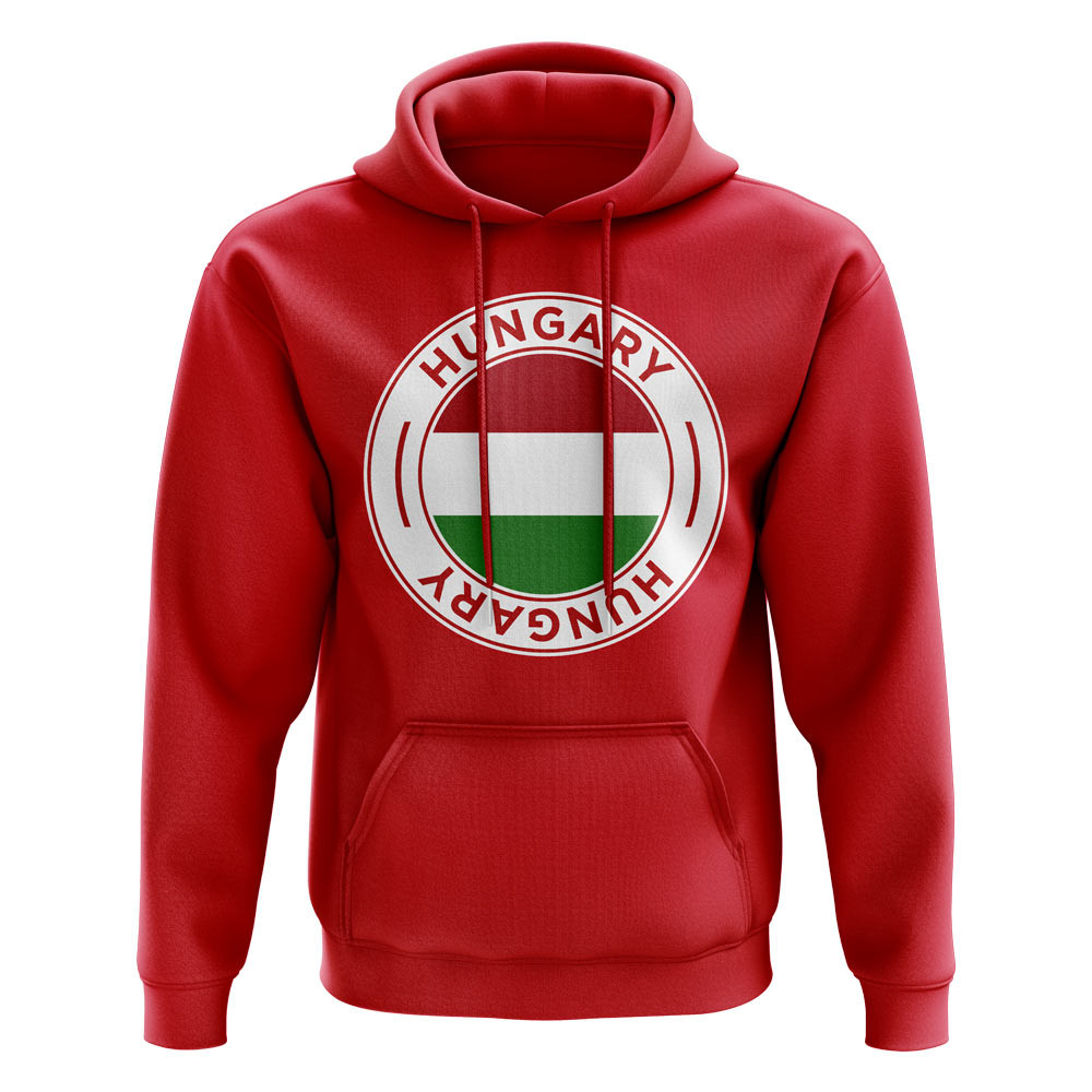 Hungary Football Badge Hoodie (Red) Polyester Uksoccershop Men's Red Medium
