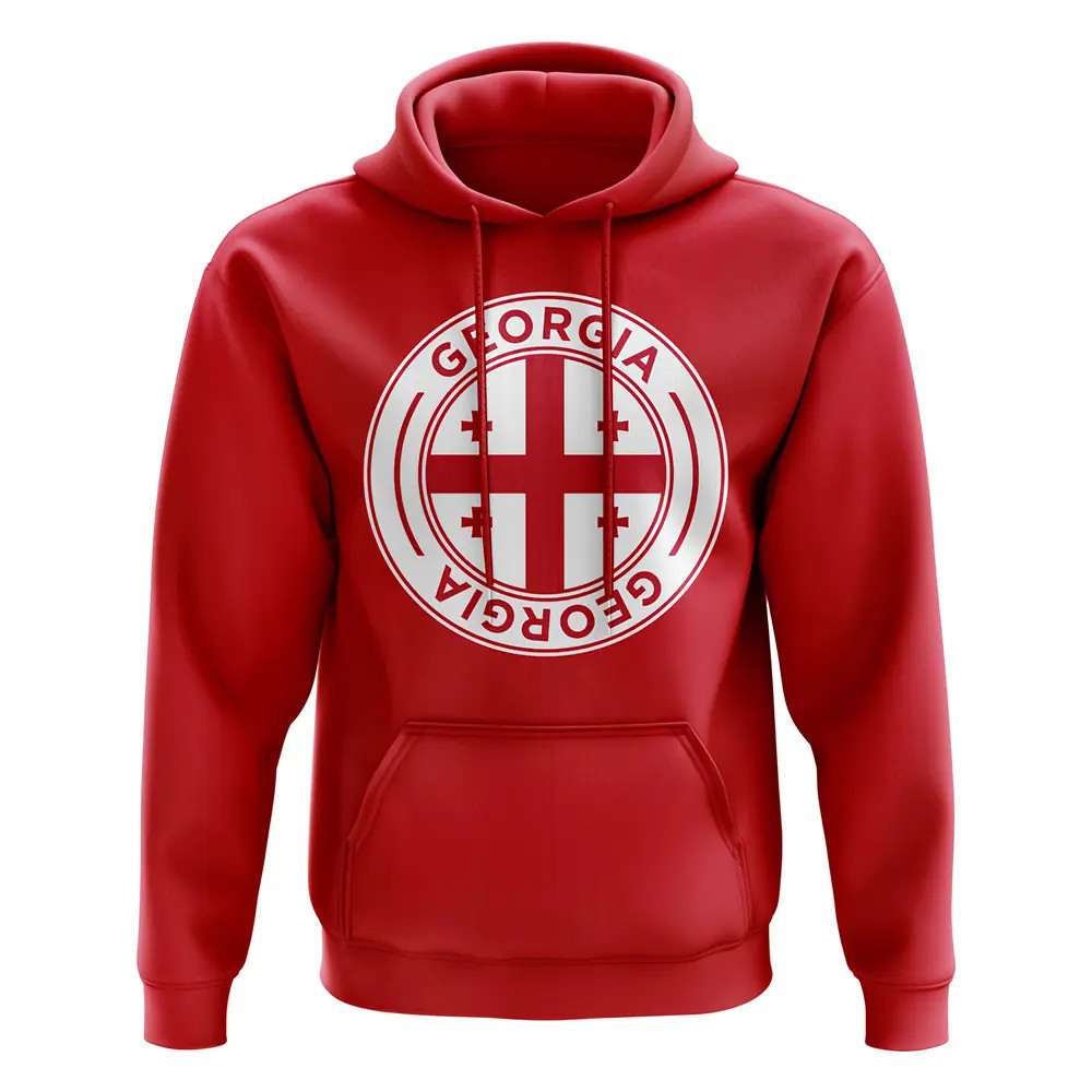Georgia Football Badge Hoodie (Red) Polyester Uksoccershop Men's Red Small