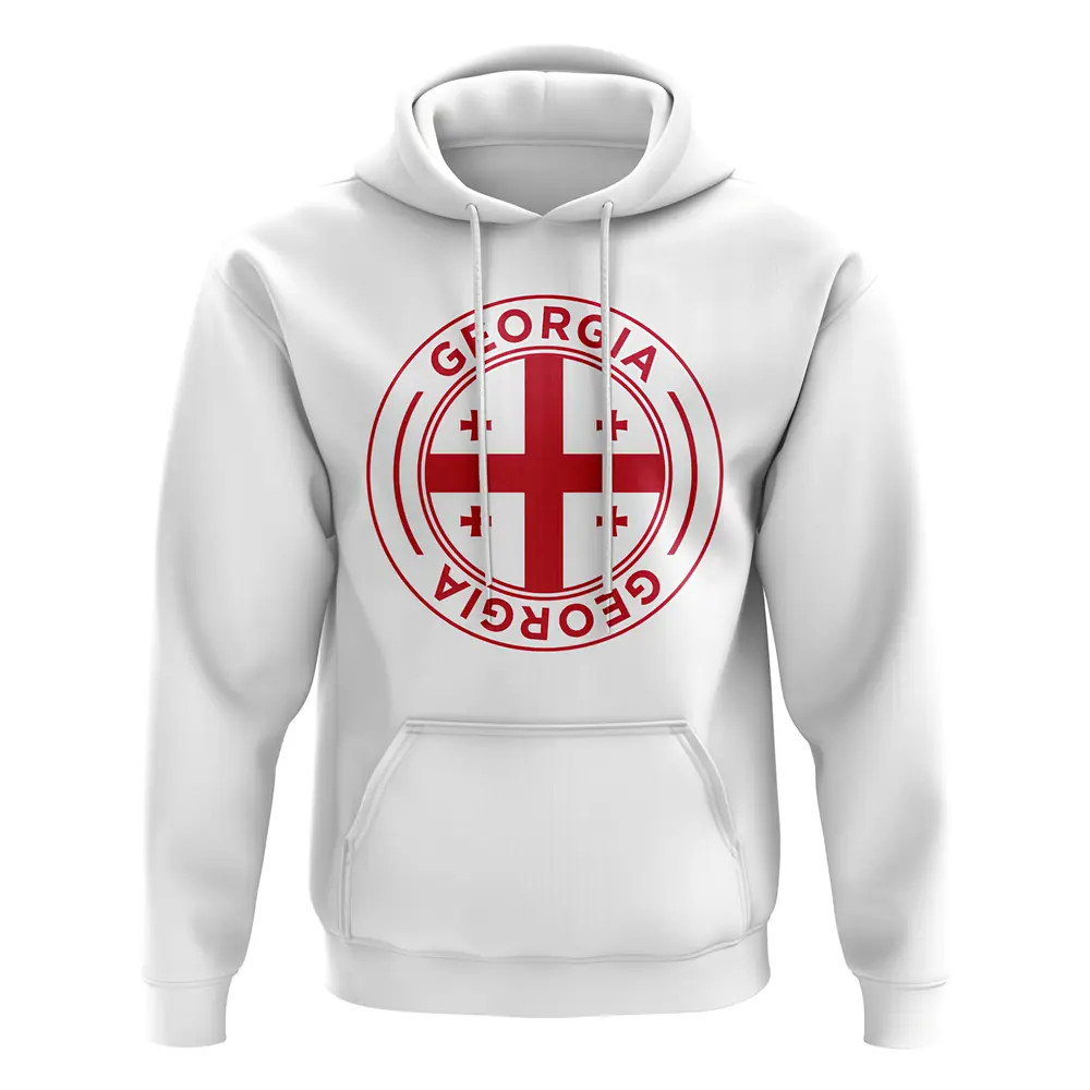 Georgia Football Badge Hoodie (White) Polyester Uksoccershop Men's White Small