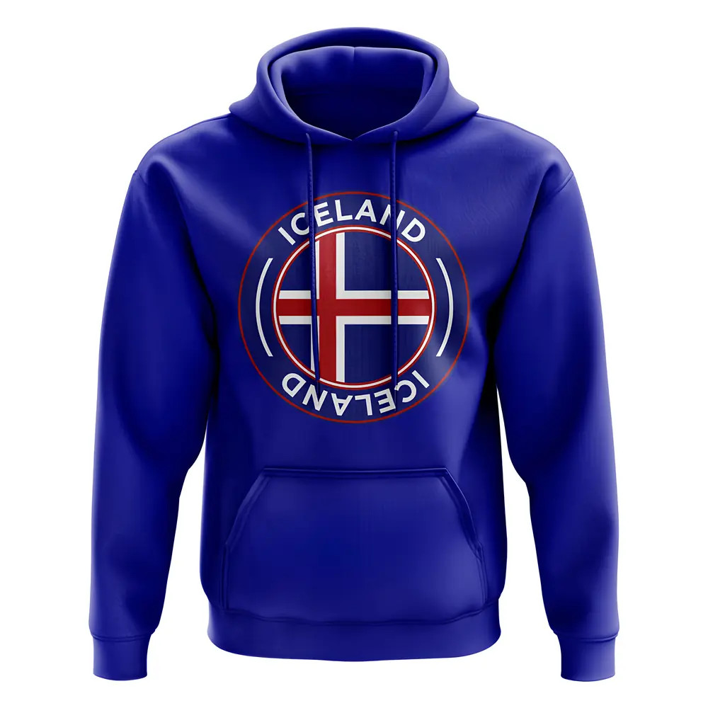 Iceland Football Badge Hoodie (Royal) Polyester Uksoccershop Men's Blue Extra Large