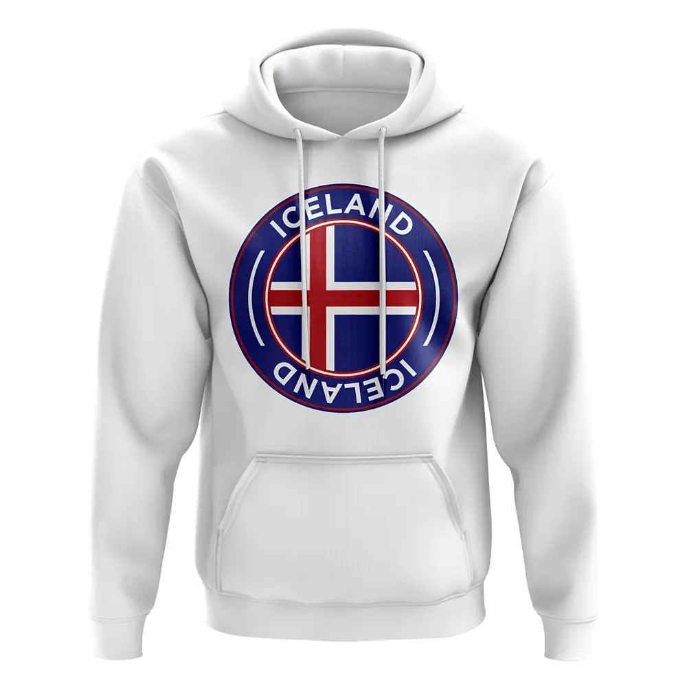 Iceland Football Badge Hoodie (White) Polyester Uksoccershop Men's White Extra Large