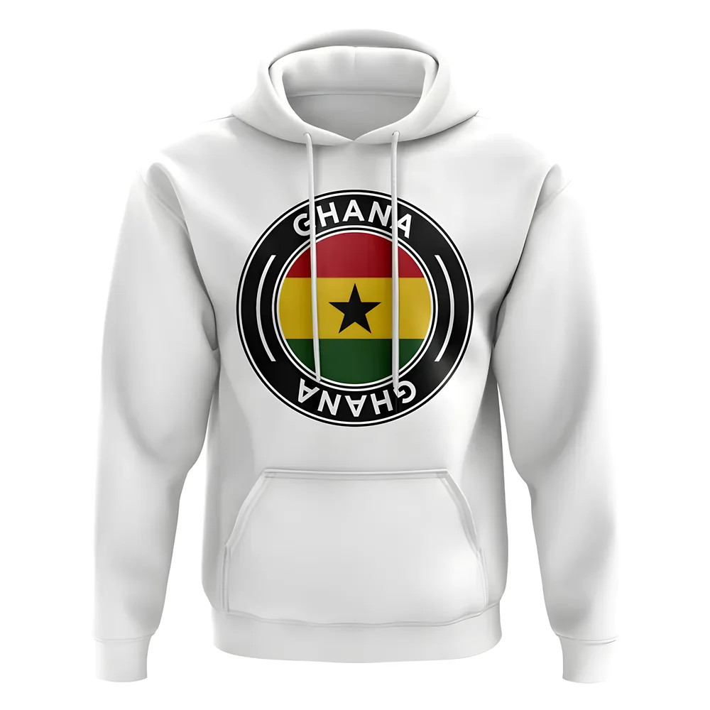 Ghana Football Badge Hoodie (White) Polyester Uksoccershop Men's White Extra Large