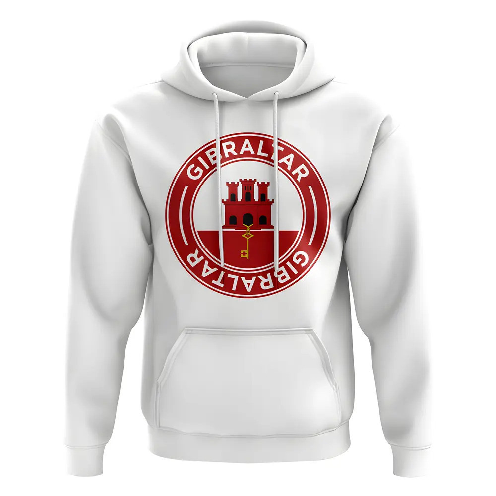 Gibraltar Football Badge Hoodie (White) Polyester Uksoccershop Men's White Extra Large