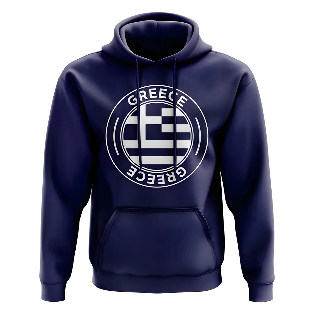 Greece Football Badge Hoodie (Navy) Polyester Uksoccershop Men's Navy Xxl
