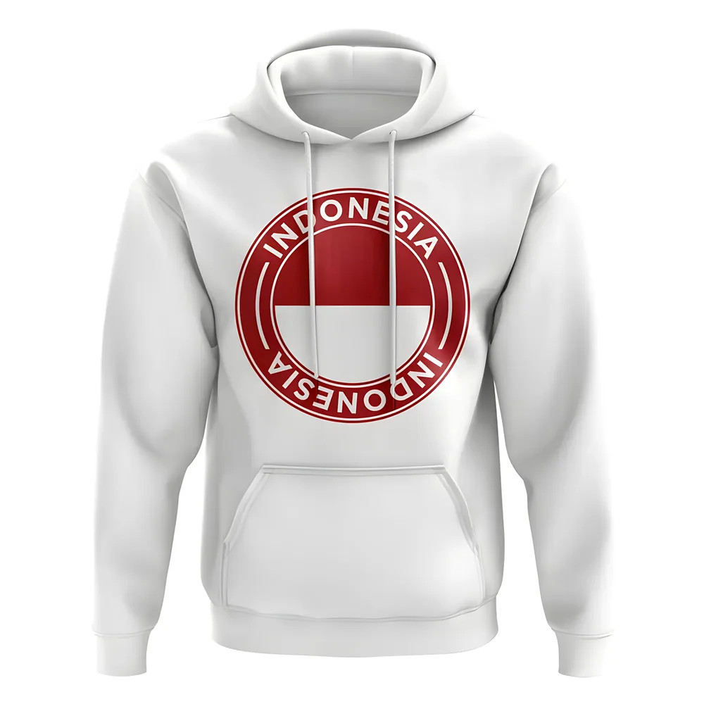 Indonesia Football Badge Hoodie (White) Polyester Uksoccershop Men's White Medium