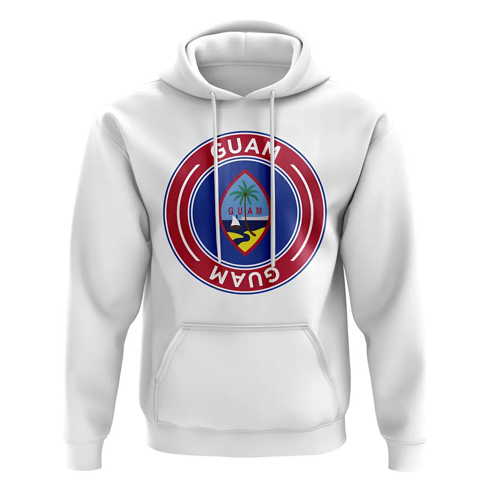 Guam Football Badge Hoodie (White) Polyester Uksoccershop Men's White Extra Small