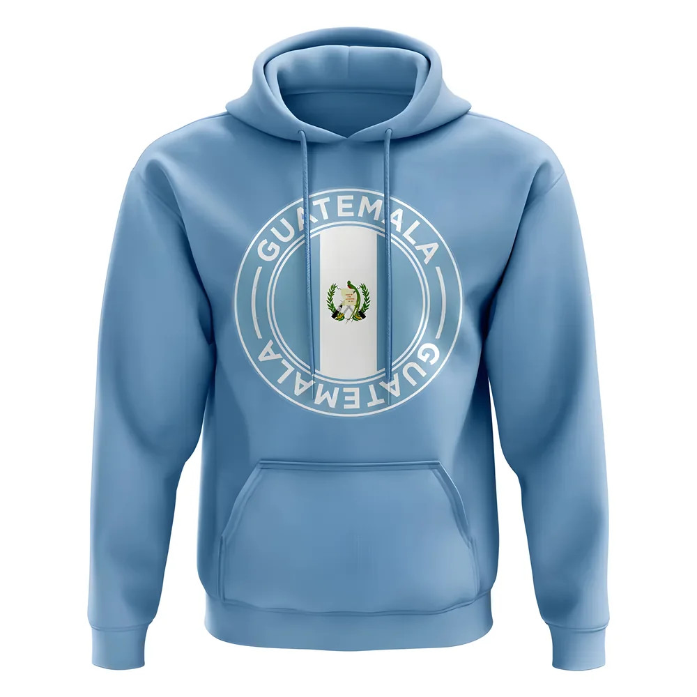 Guatemala Football Badge Hoodie (Sky) Polyester Uksoccershop Men's Sky Blue Extra Large