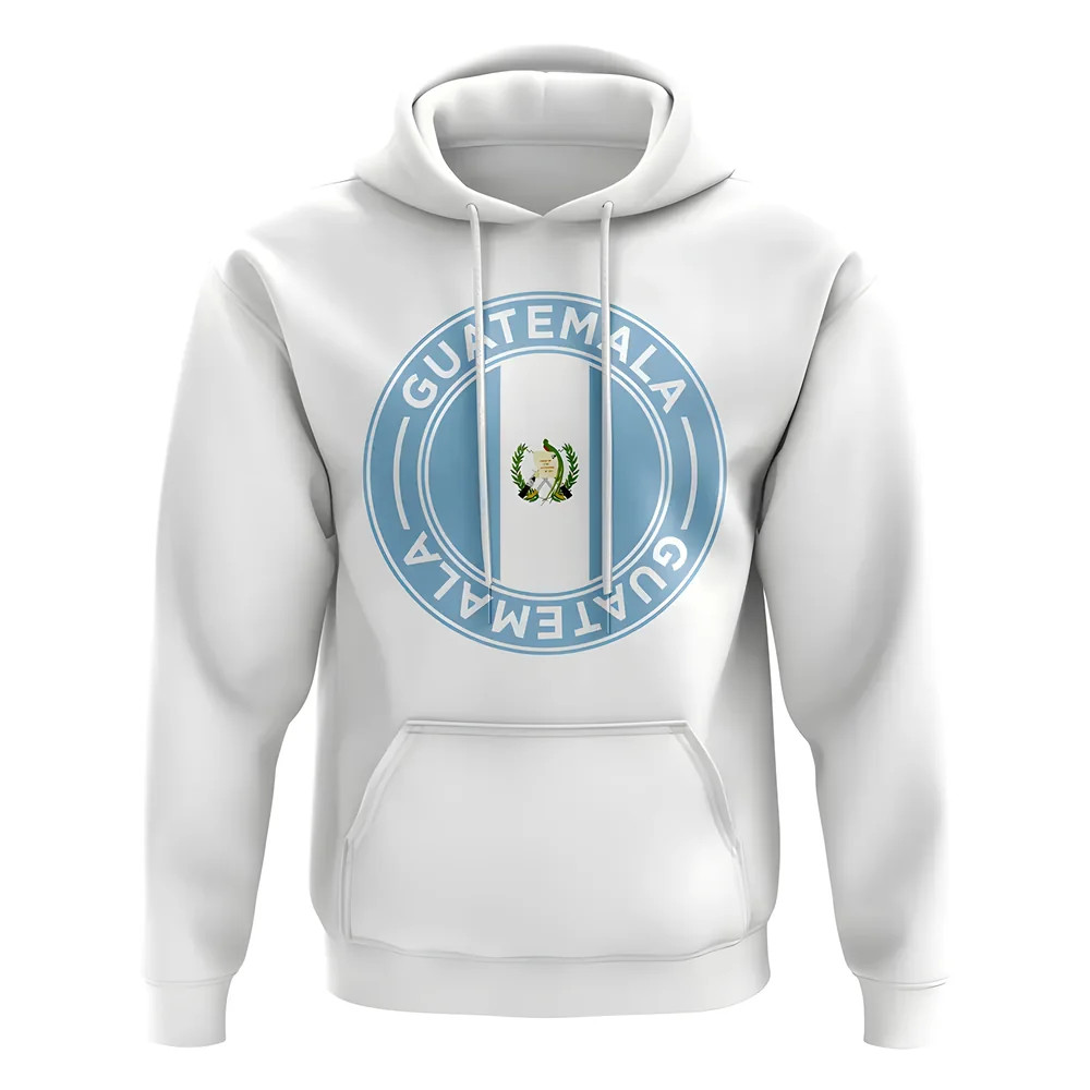 Guatemala Football Badge Hoodie (White) Polyester Uksoccershop Men's White Large