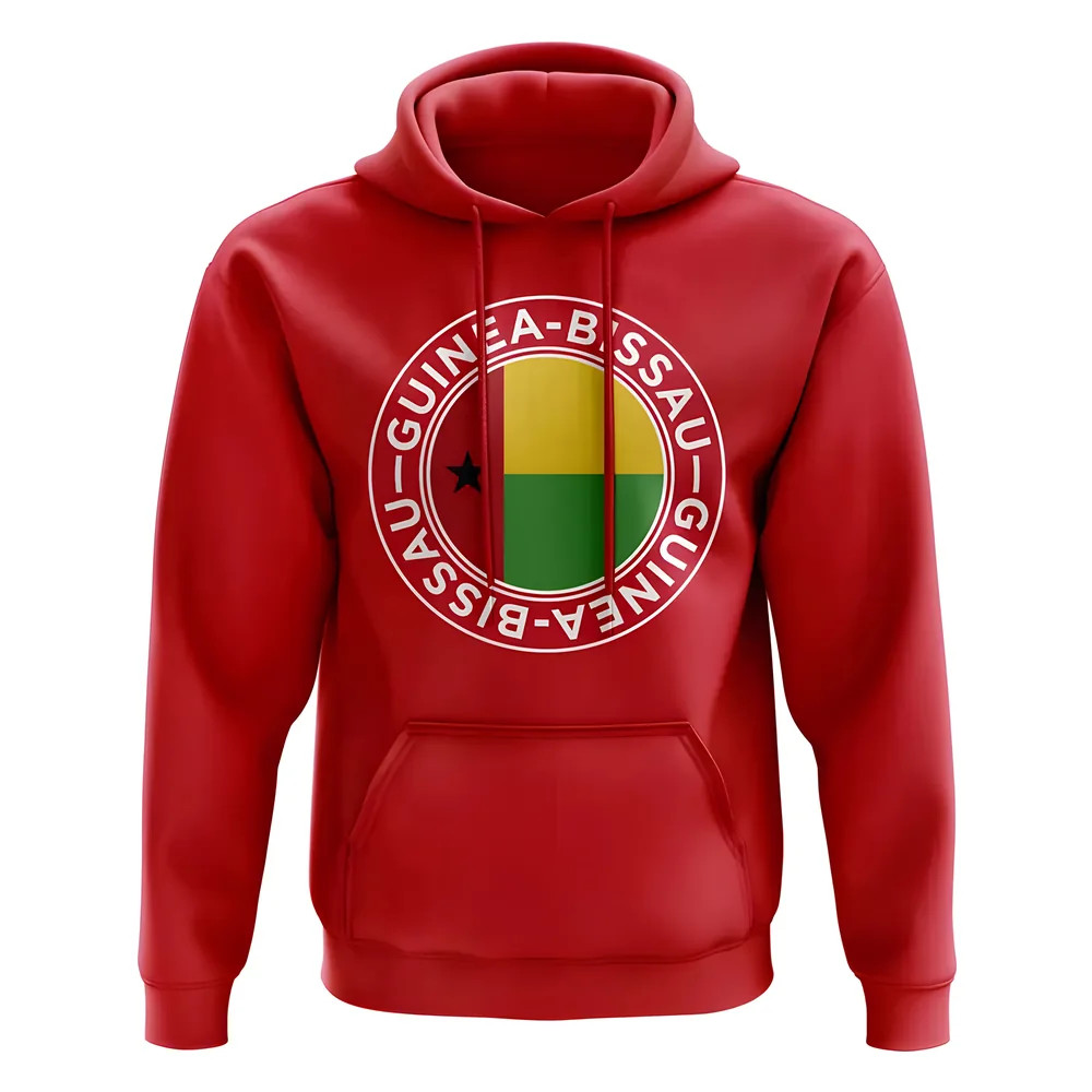 Guinea Bissau Football Badge Hoodie (Red) Polyester Uksoccershop Men's Red Small