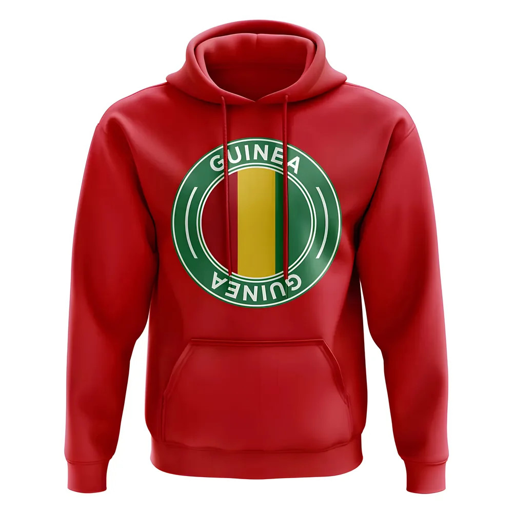 Guinea Football Badge Hoodie (Red) Polyester Uksoccershop Men's Red Large