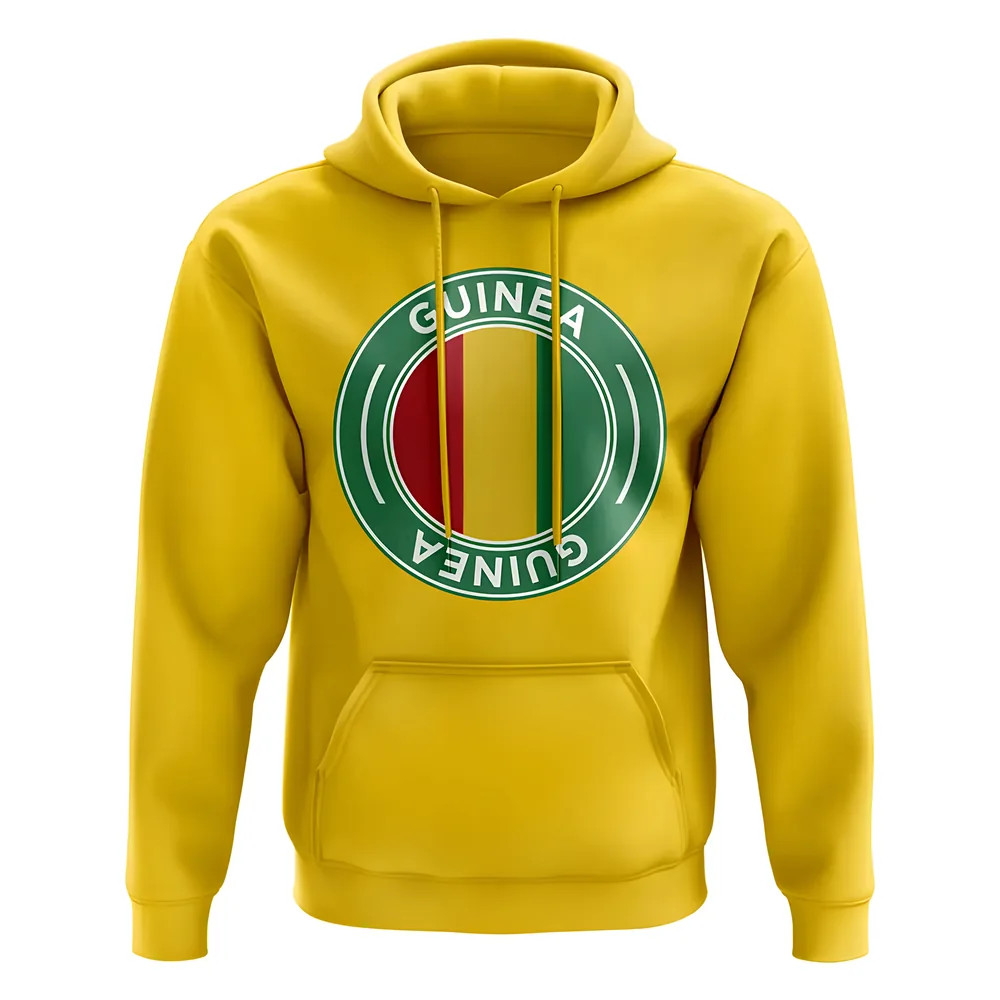 Guinea Football Badge Hoodie (Yellow) Polyester Uksoccershop Men's Yellow Medium