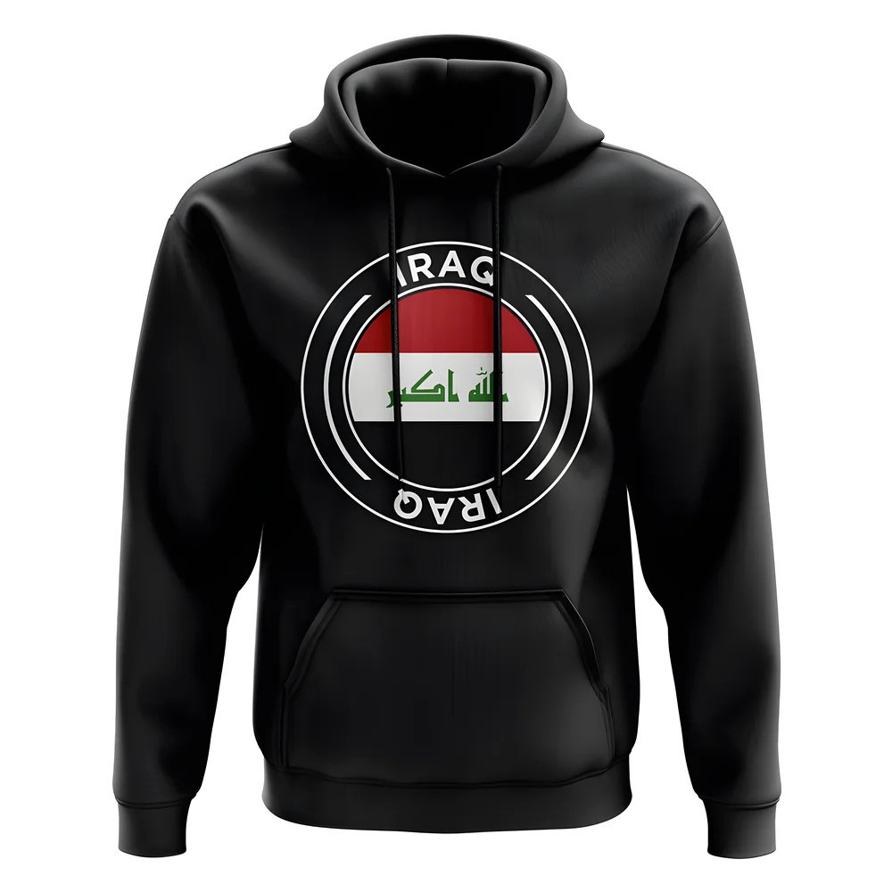 Click to view product details and reviews for Iraq Football Badge Hoodie Black.
