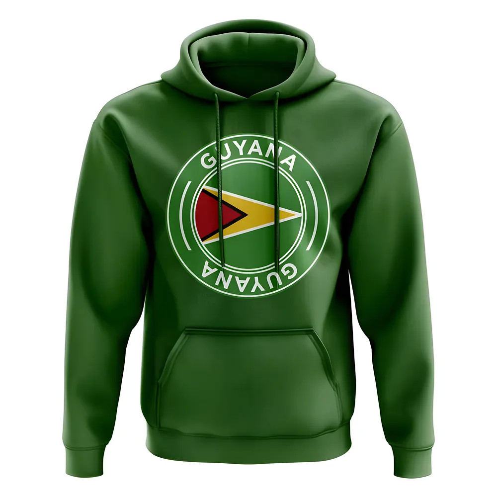 Guyana Football Badge Hoodie (Green) Polyester Newcastle Uksoccershop Men's Green Extra Large