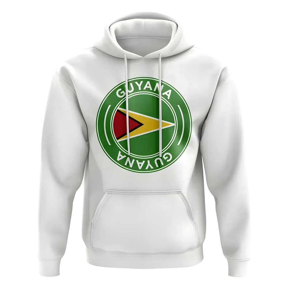 Guyana Football Badge Hoodie (White) Polyester Newcastle Uksoccershop Men's White Medium