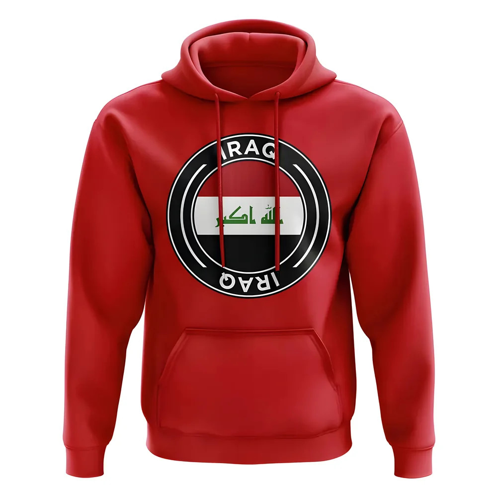 Iraq Football Badge Hoodie (Red) Polyester Uksoccershop Men's Red Medium