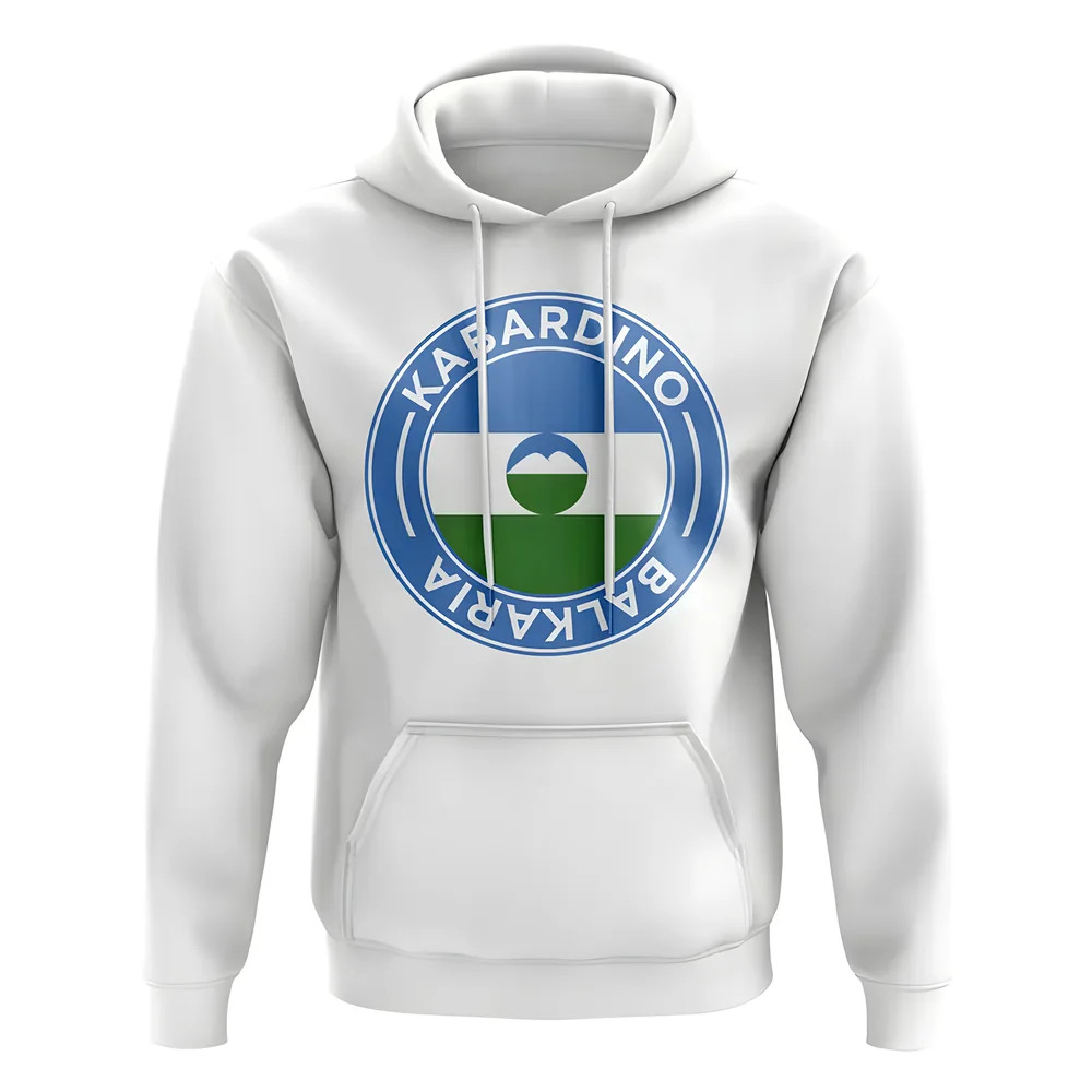 Kabardino-Balkaria Football Badge Hoodie (White) Polyester Malta Uksoccershop Men's White Large