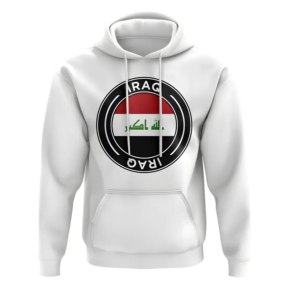 Click to view product details and reviews for Iraq Football Badge Hoodie White.