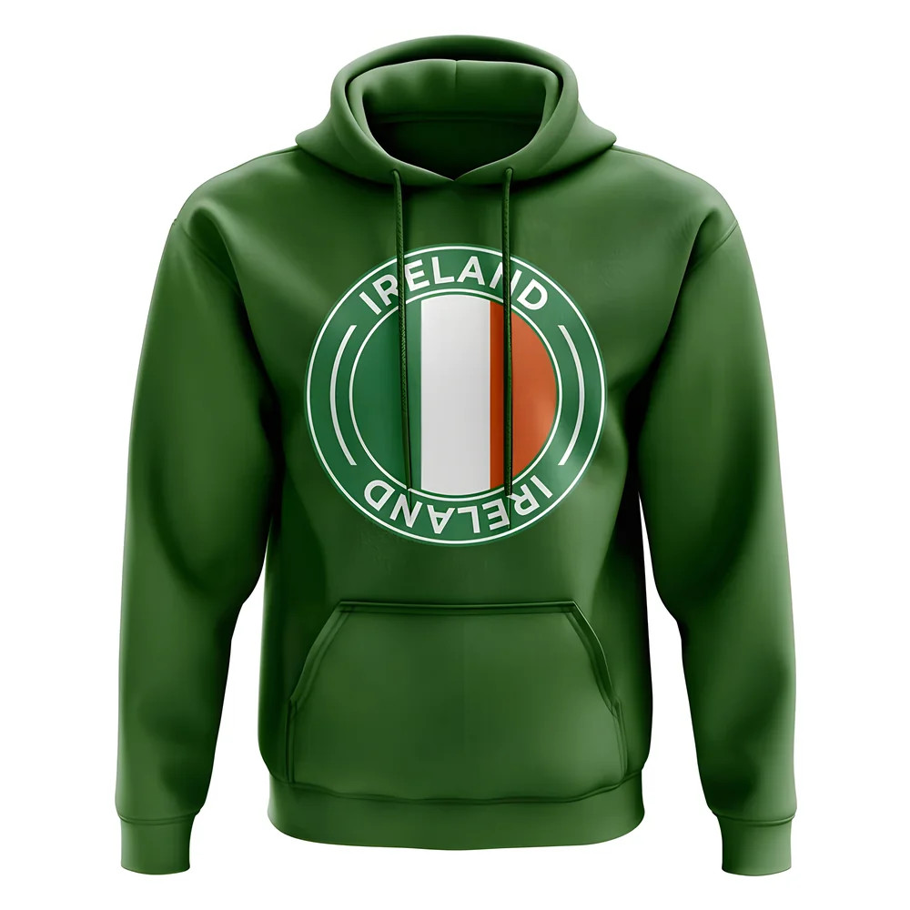 Ireland Football Badge Hoodie (Green) Polyester Uksoccershop Men's Green Extra Large