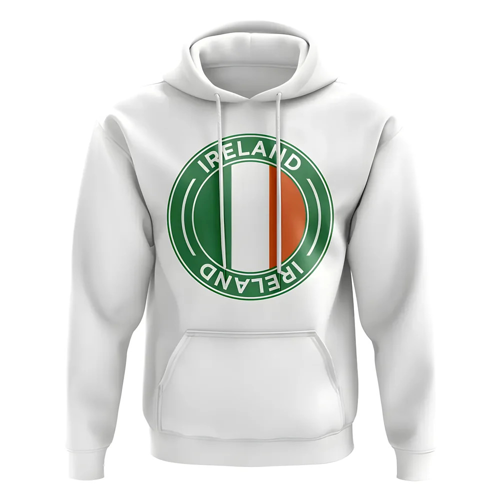 Ireland Football Badge Hoodie (White) Polyester Uksoccershop Men's White Extra Large