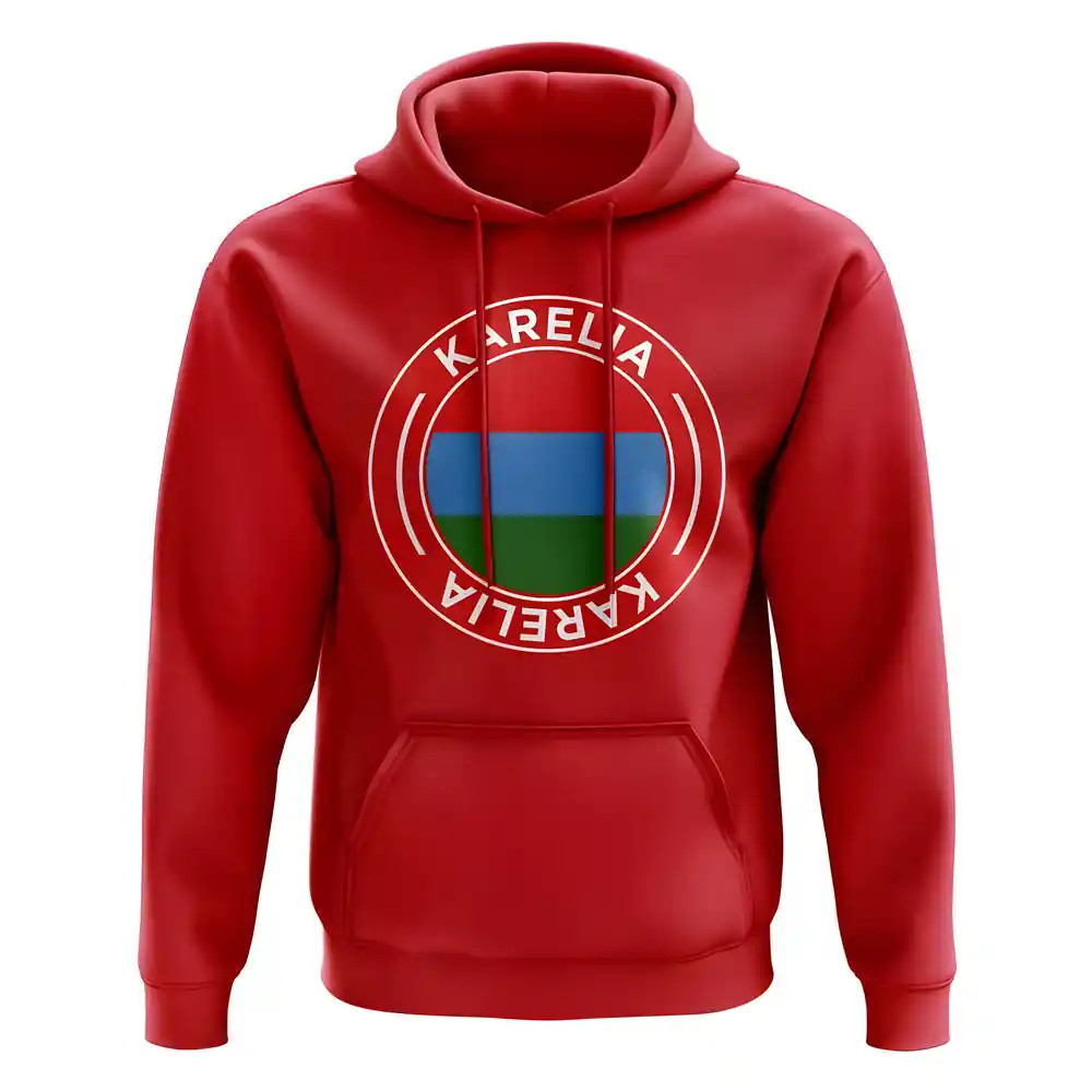 Karelia Football Badge Hoodie (Red) Polyester Newcastle Uksoccershop Men's Red Extra Small