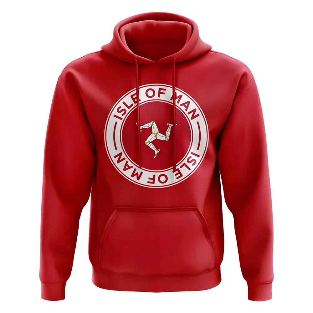 Isle Of Man Football Badge Hoodie (Red) Polyester Newcastle Uksoccershop Men's Red Medium