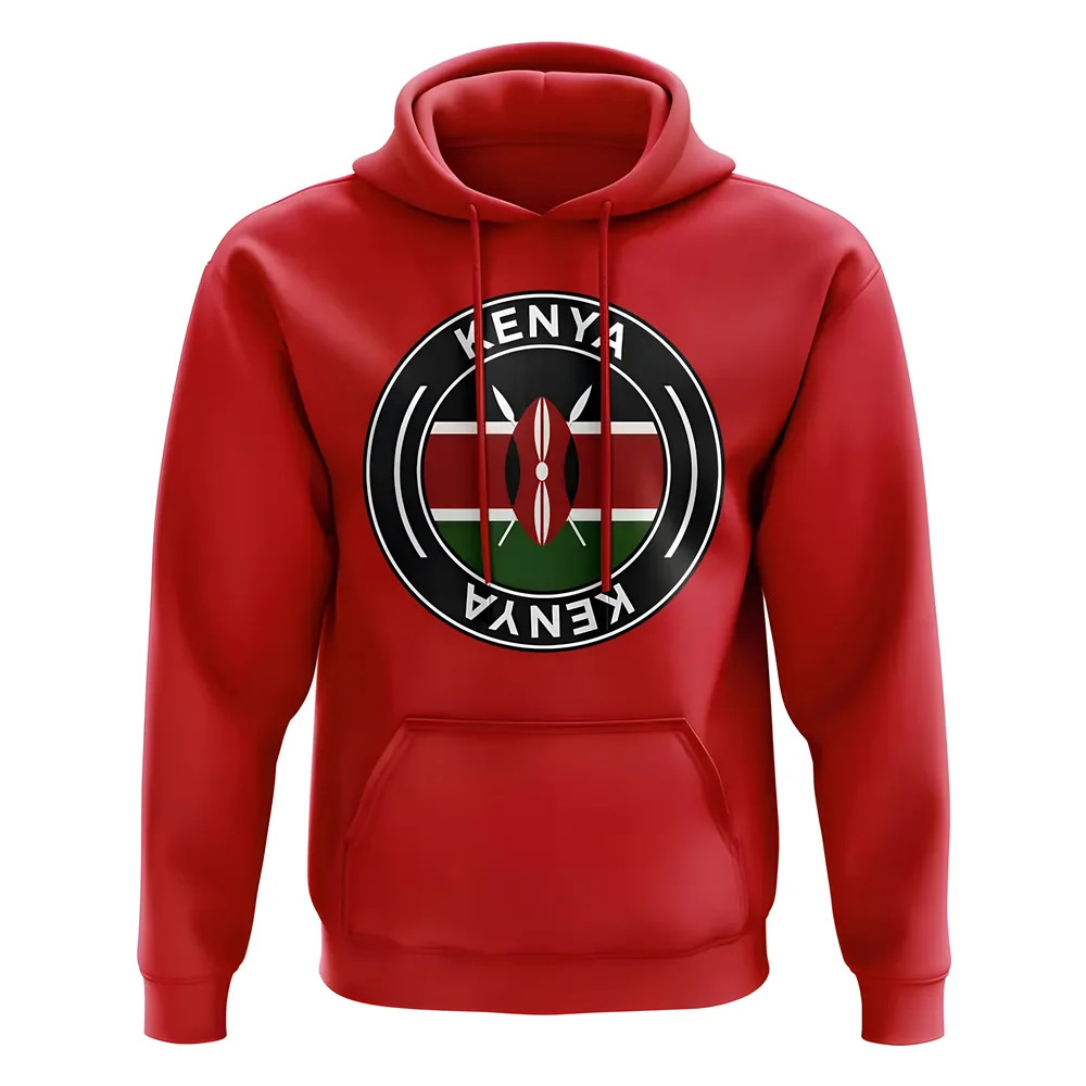 Kenya Football Badge Hoodie (Red) Polyester Uksoccershop Men's Red Extra Large