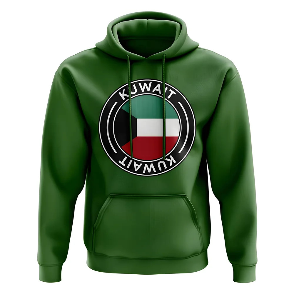 Kuwait Football Badge Hoodie (Green) Polyester Uksoccershop Men's Green Extra Large