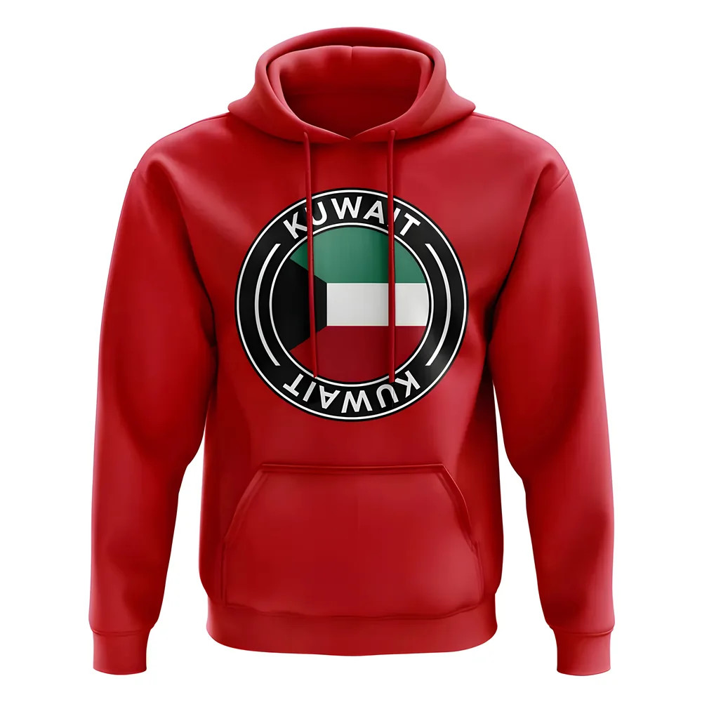 Kuwait Football Badge Hoodie (Red) Polyester Uksoccershop Men's Red Extra Small