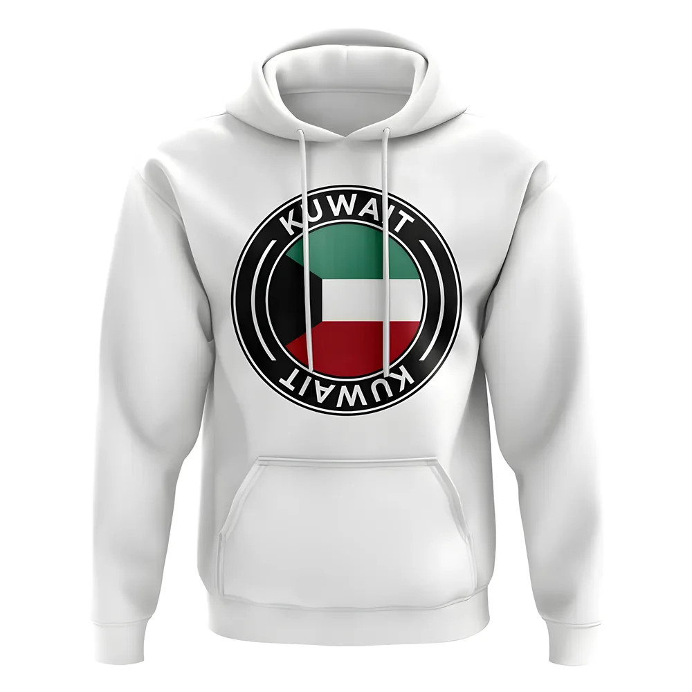 Kuwait Football Badge Hoodie (White) Polyester Uksoccershop Men's White Extra Large