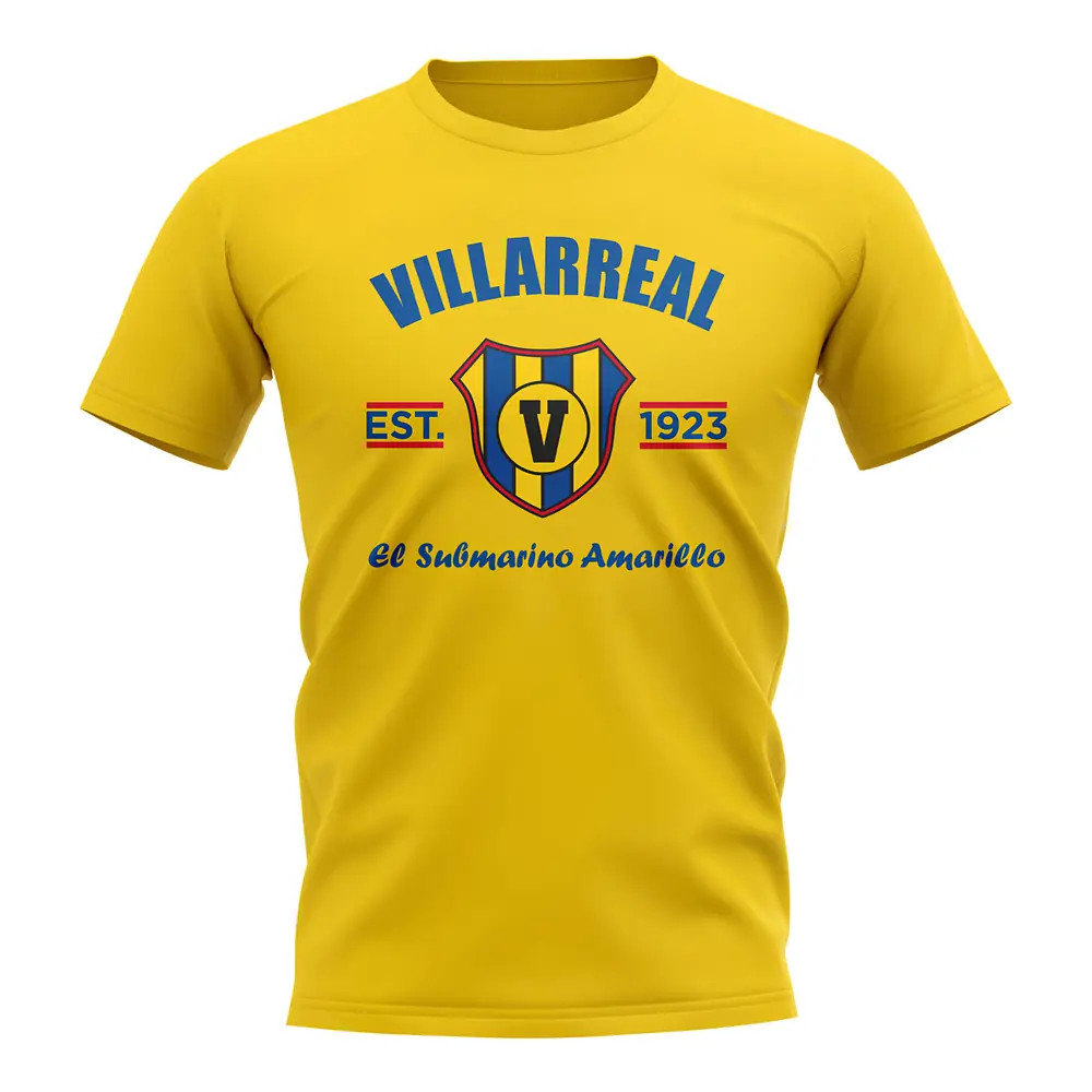 Villarreal Established Football T-Shirt (Yellow) Polyester David Villa Uksoccershop Men's Yellow Xxl