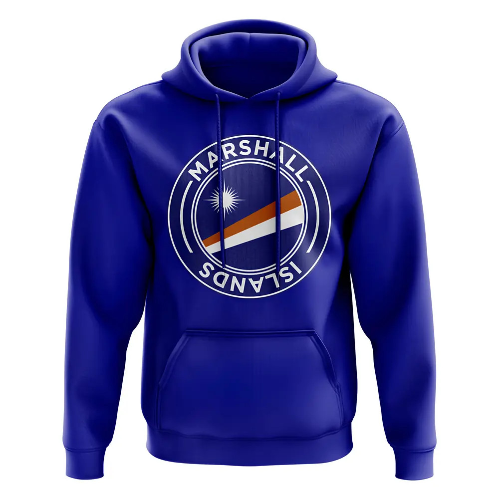 Marshall Islands Football Badge Hoodie (Royal) Polyester Newcastle Uksoccershop Men's Blue Extra Small