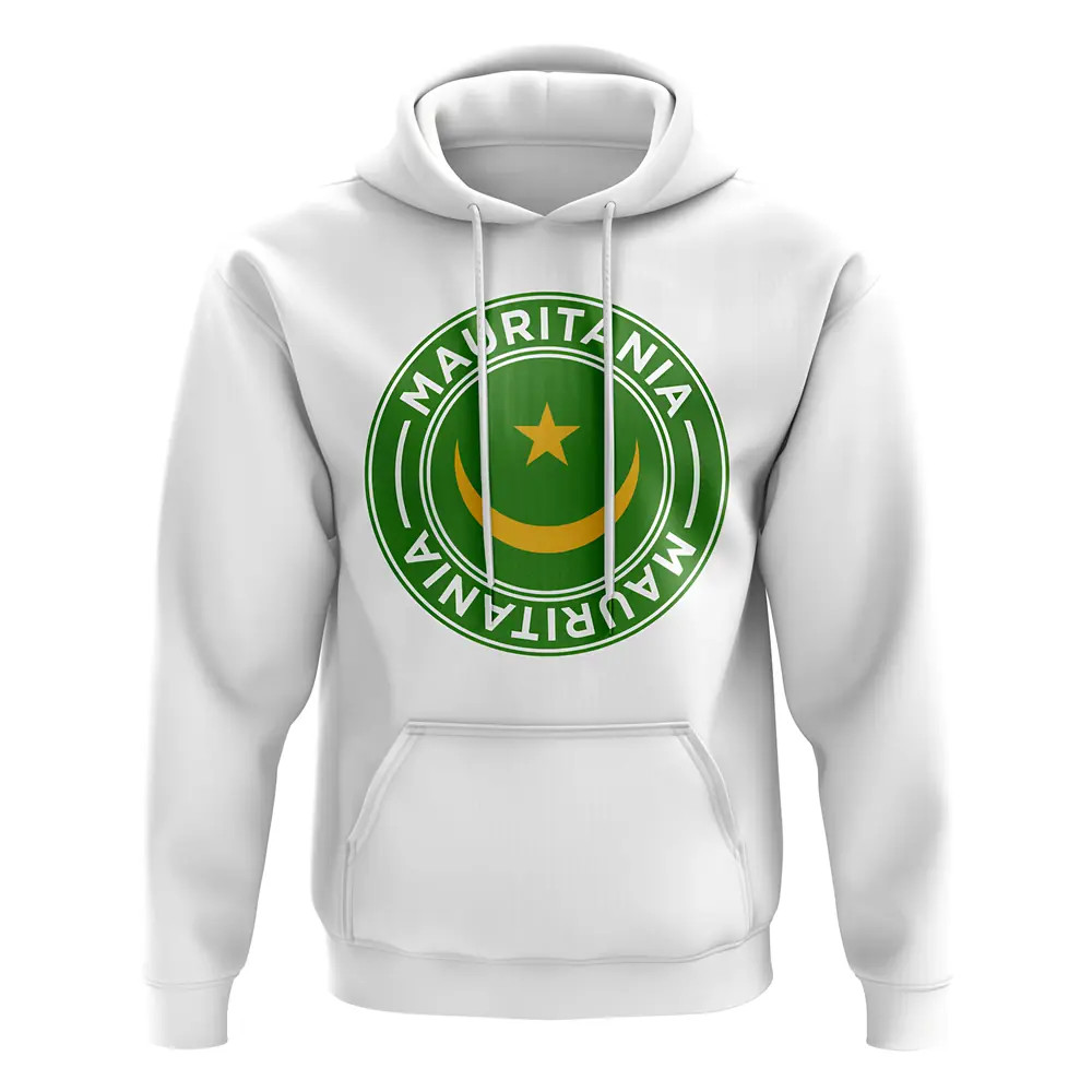 Mauritania Football Badge Hoodie (White) Polyester Uksoccershop Men's White Medium