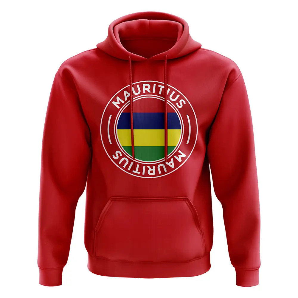Mauritius Football Badge Hoodie (Red) Polyester Uksoccershop Men's Red Xxl