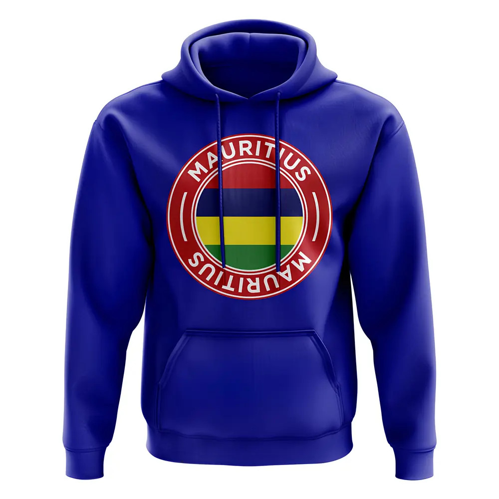 Mauritius Football Badge Hoodie (Royal) Polyester Uksoccershop Men's Blue Large