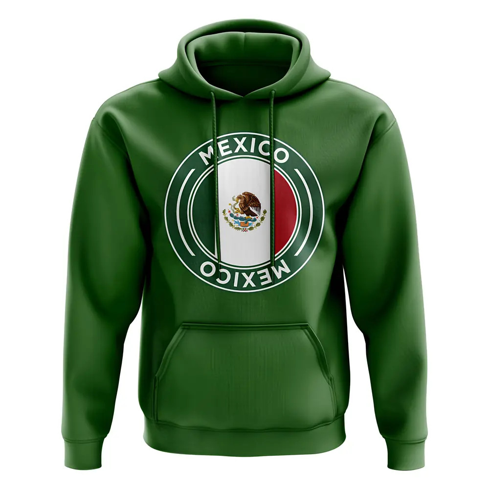 Mexico Football Badge Hoodie (Green) Polyester Uksoccershop Men's Green Extra Large
