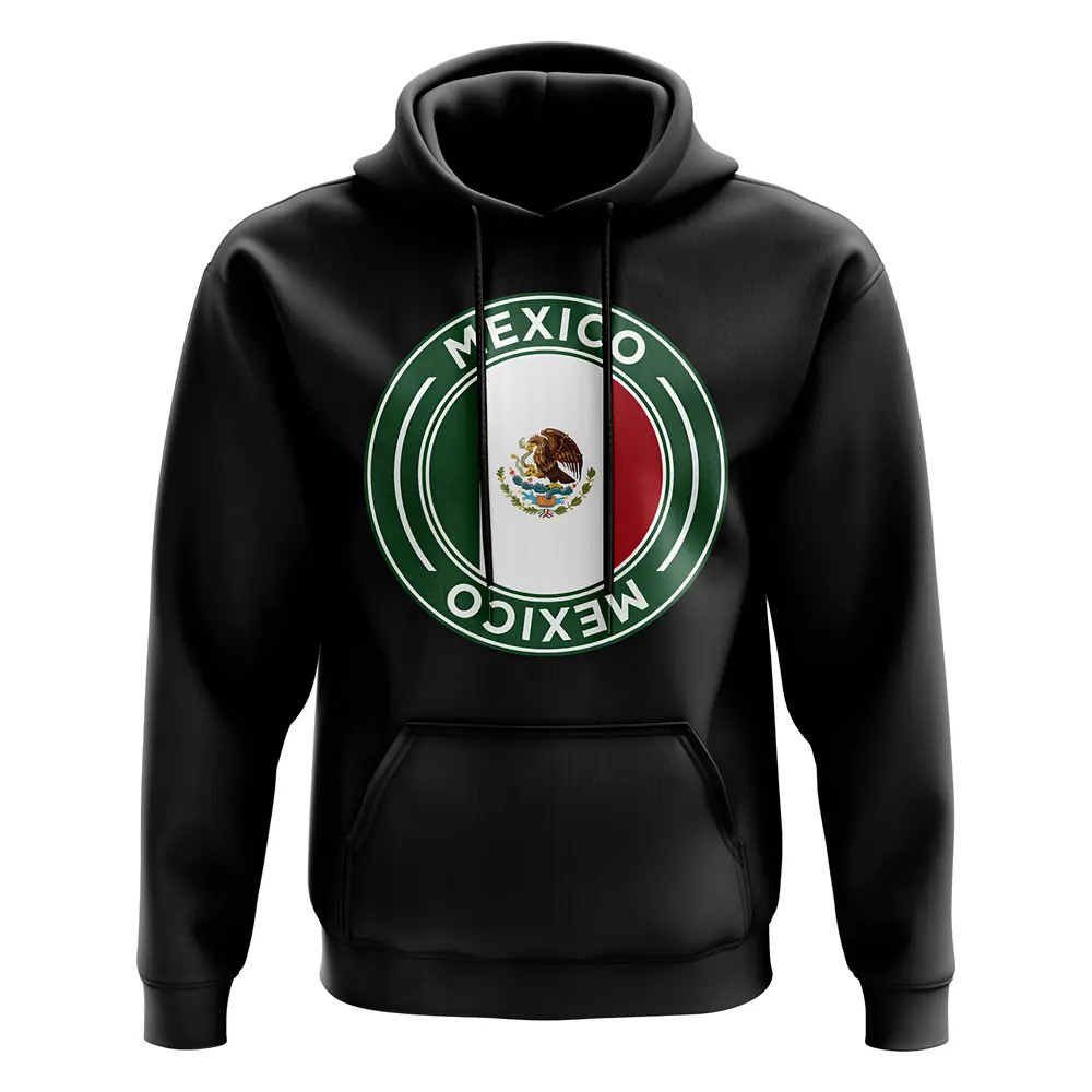 Mexico Football Badge Hoodie (Black) Polyester Uksoccershop Men's Black Extra Small