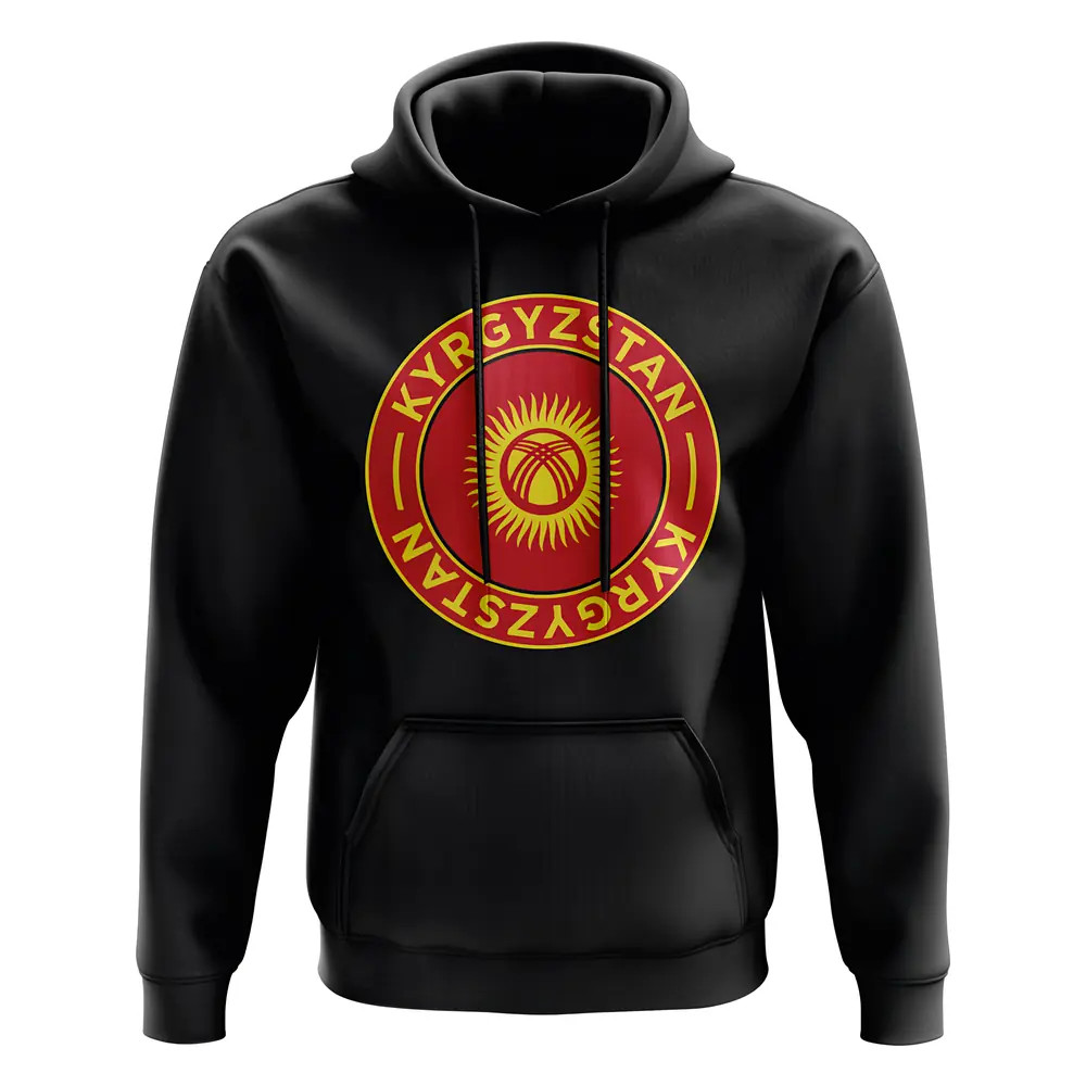Kyrgyzstan Football Badge Hoodie (Black) Polyester Uksoccershop Men's Black Xxl