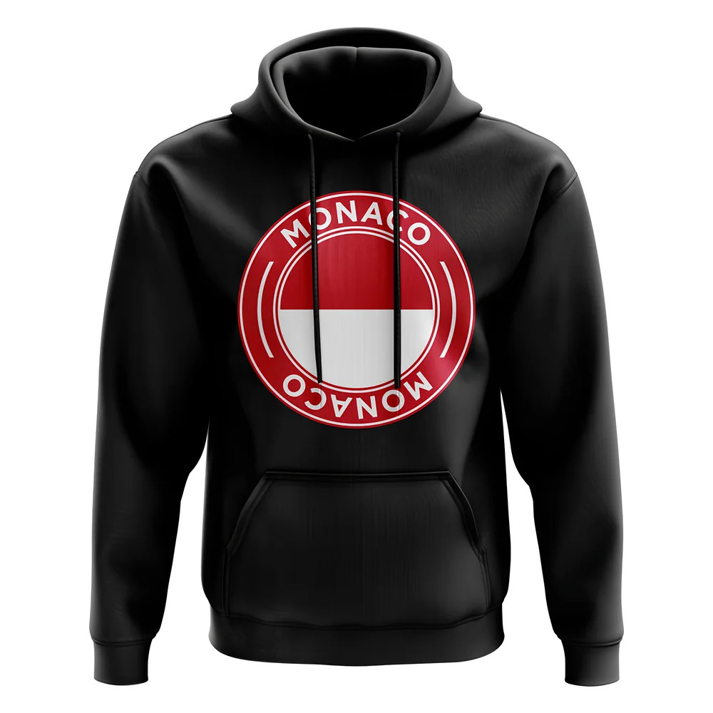 Monaco Football Badge Hoodie (Black) Polyester Uksoccershop Men's Black Medium