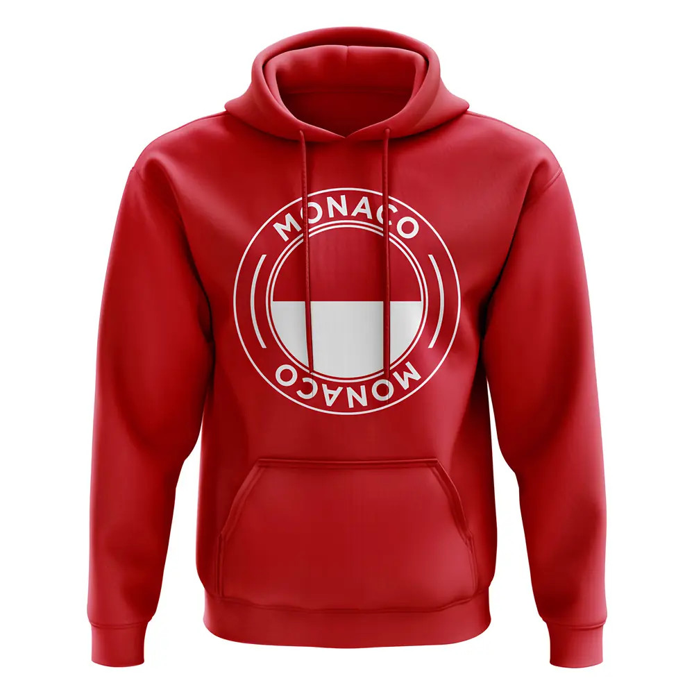 Monaco Football Badge Hoodie (Red) Polyester Uksoccershop Men's Red Medium