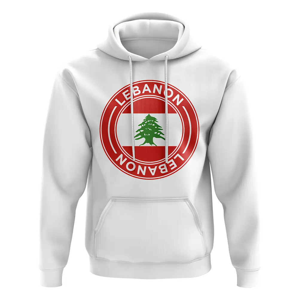 Lebanon Football Badge Hoodie (White) Polyester Uksoccershop Men's White Medium