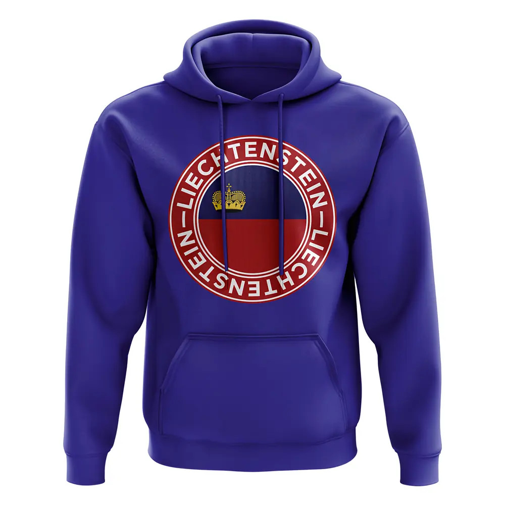 Liechtenstein Football Badge Hoodie (Royal) Polyester Leichtenstein Uksoccershop Men's Blue Extra Large