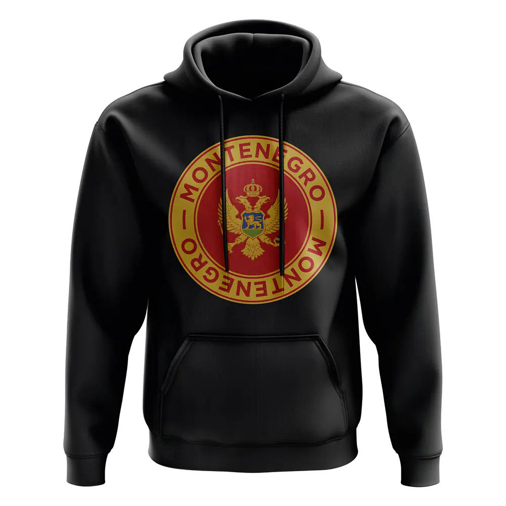 Montenegro Football Badge Hoodie (Black) Polyester Uksoccershop Men's Black Large