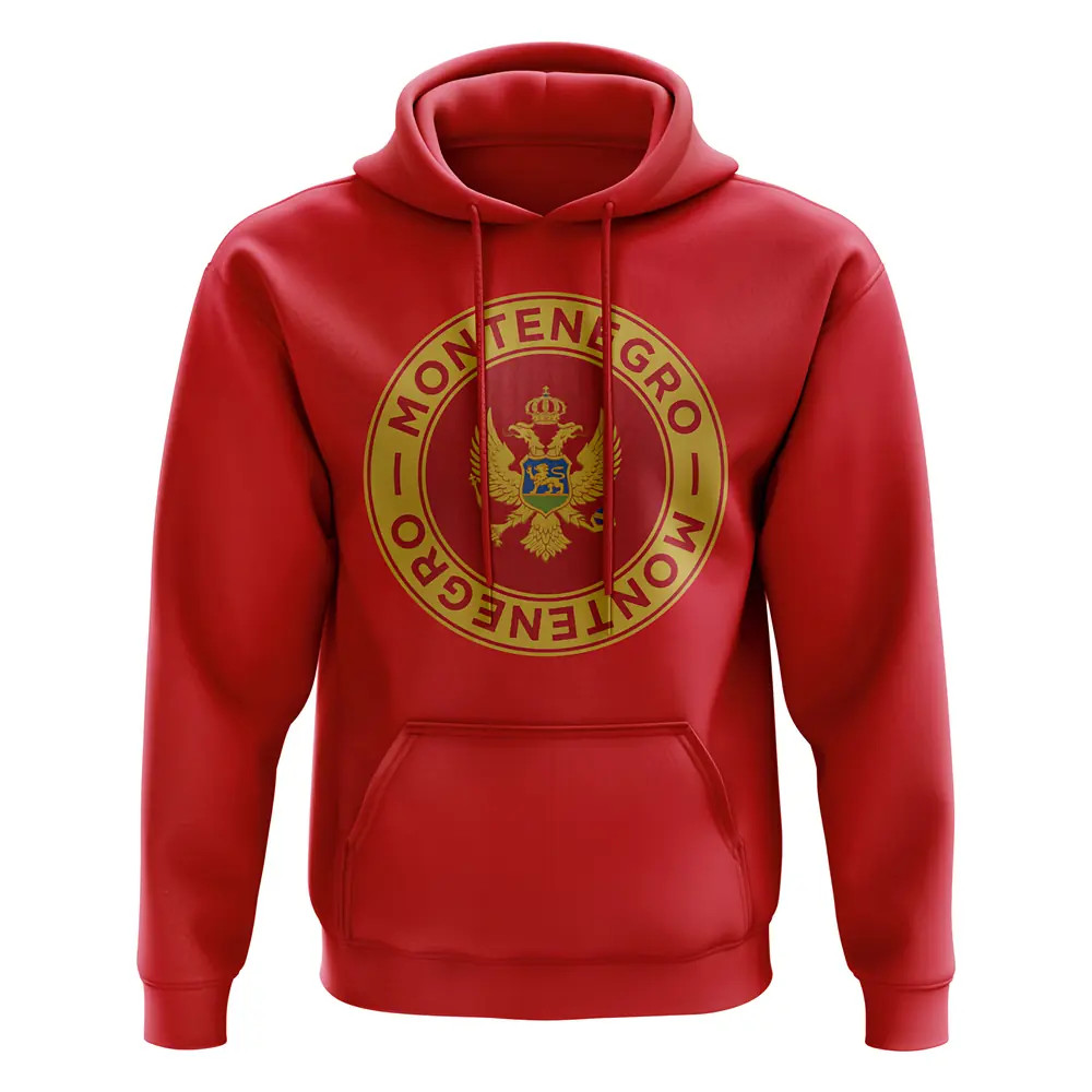 Montenegro Football Badge Hoodie (Red) Polyester Uksoccershop Men's Red Large