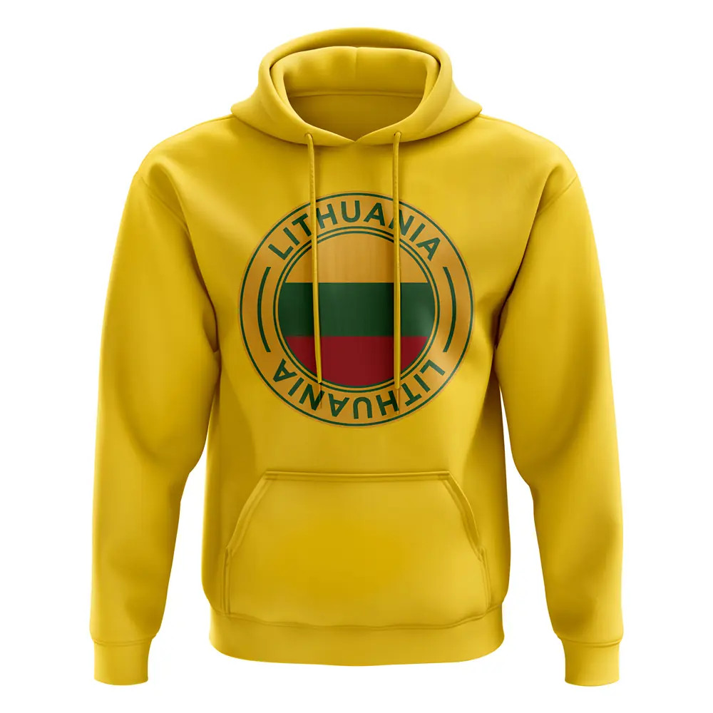 Lithuania Football Badge Hoodie (Yellow) Polyester Uksoccershop Men's Yellow Xxl