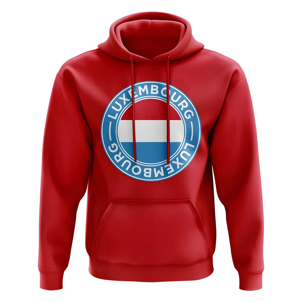 Luxembourg Football Badge Hoodie (Red) Polyester Uksoccershop Men's Red Xxl