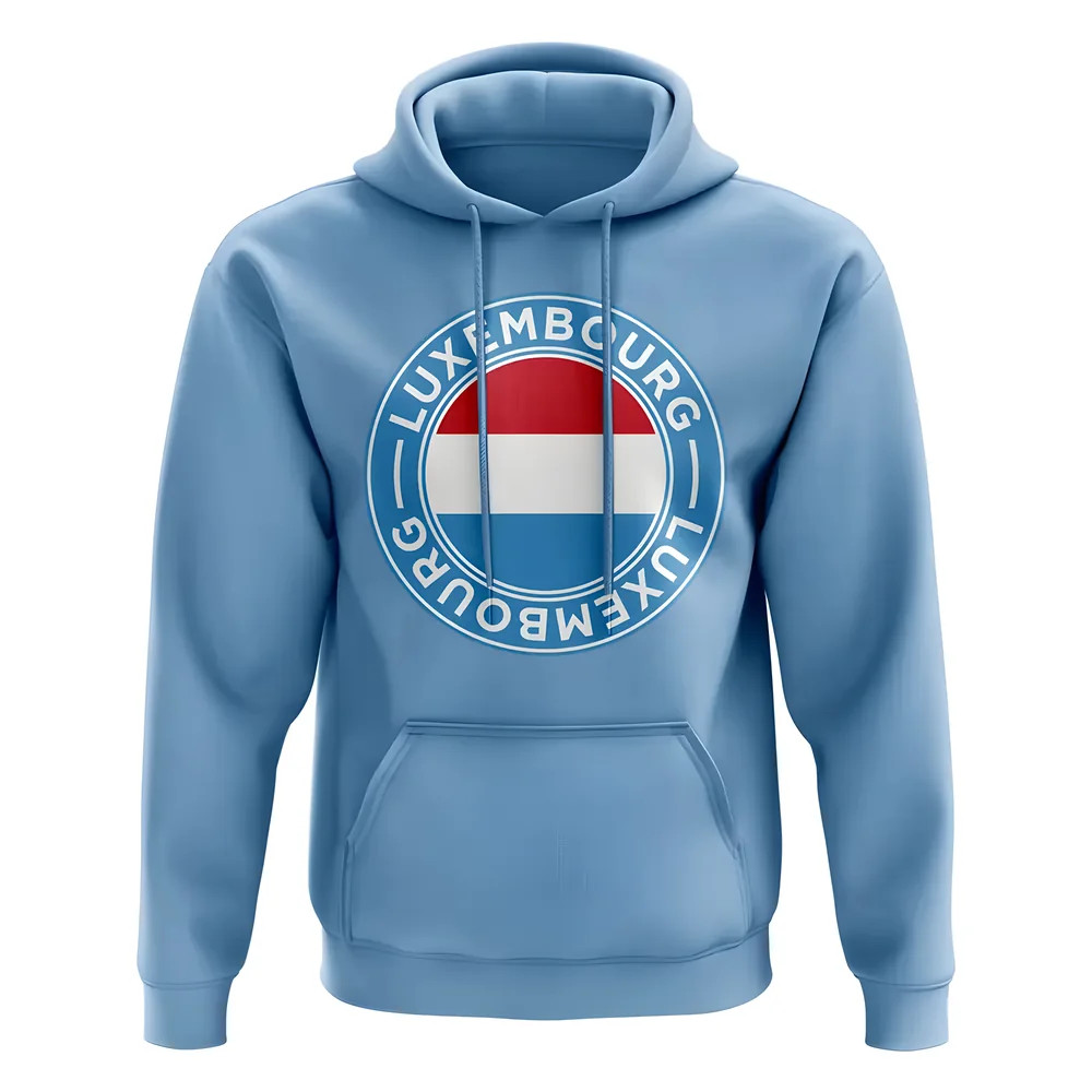 Luxembourg Football Badge Hoodie (Sky) Polyester Uksoccershop Men's Sky Blue Xxl