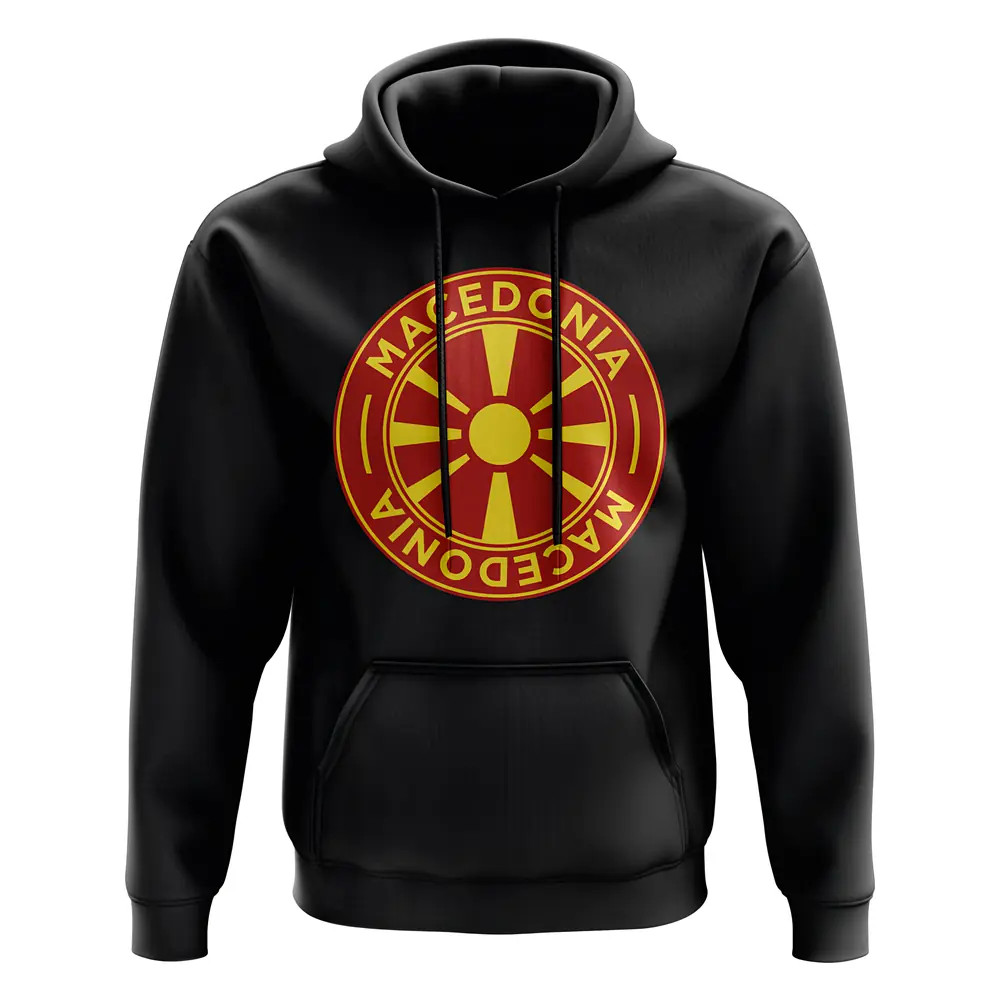 Macedonia Football Badge Hoodie (Black) Polyester Uksoccershop Men's Black Xxl