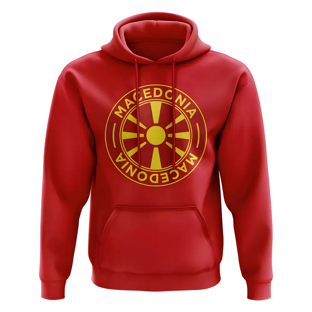 Macedonia Football Badge Hoodie (Red) Polyester Uksoccershop Men's Red Xxl