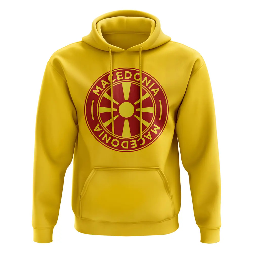 Macedonia Football Badge Hoodie (Yellow) Polyester Uksoccershop Men's Yellow Xxl